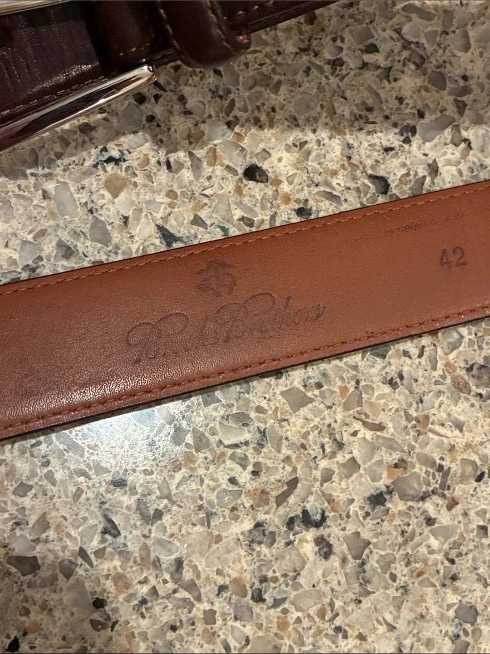 Vintage Brooks Brothers Dark Brown  Leather Belt and Silver Buckle. Italy made